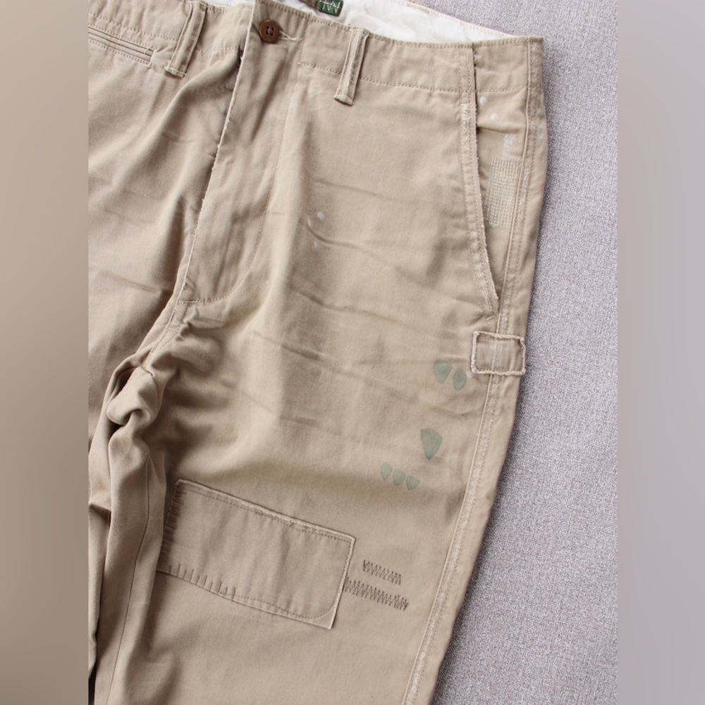 RARE POLO‎ RALPH LAUREN【DISTRESSED STRAIGHT-LEG CHINOS】 KHAKI PANTS - Picture 3 of 14